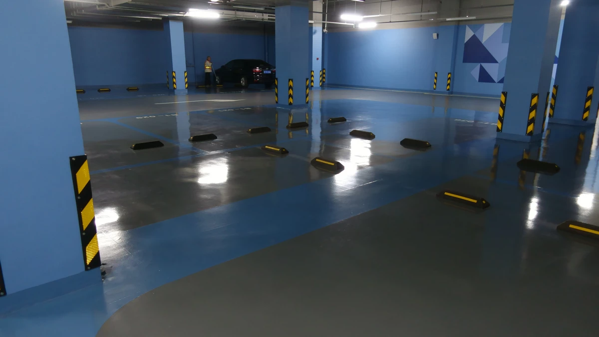 best polyurea garage floor coating with blue and grey color