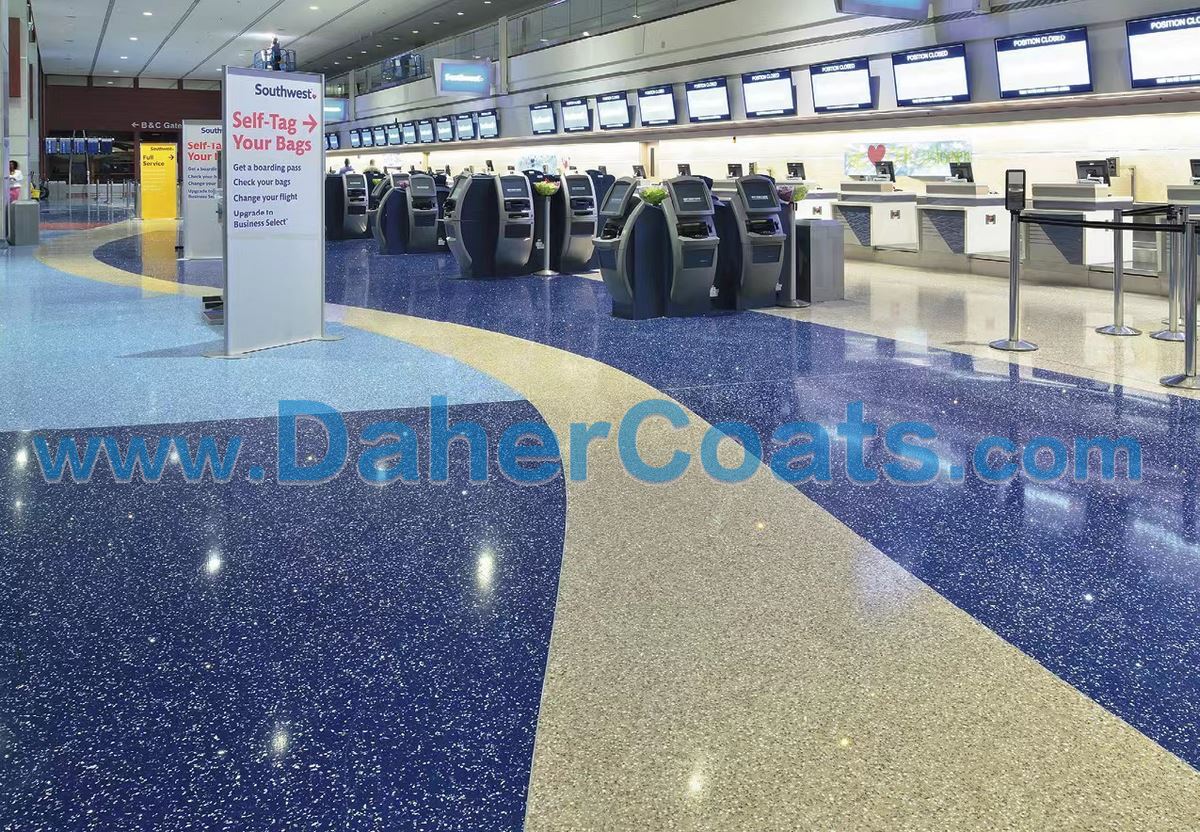 epoxy resin terrazzo flooring at the airport